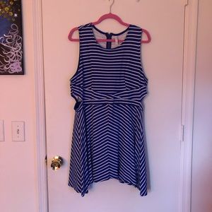 Blue and white striped dress